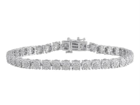 1 4 CTW Diamond 7-inch Tennis Bracelet in Sterling Silver For Sale