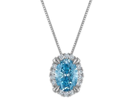 Signature EcoLove 1-3 4 CTW Fancy Blue Lab Grown Diamond Pendant in 14KT White Gold Cheap