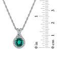 6MM Round Emerald and Sapphire Halo Fashion 18-inch Pendant in Rhodium Plated Sterling Silver For Cheap