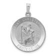 14KT White Gold 28X21MM Medal Saint Christopher Pendant. Chain Not Included Fashion