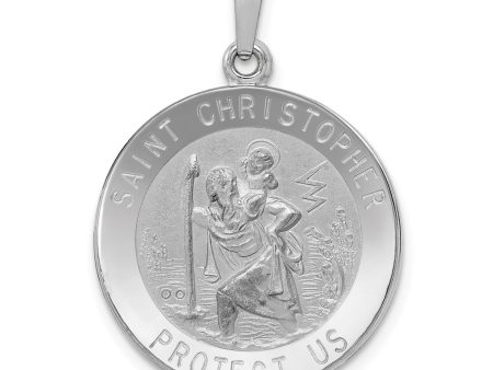 14KT White Gold 28X21MM Medal Saint Christopher Pendant. Chain Not Included Fashion