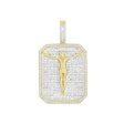 10KT Yellow Gold 2-1 2 CTW Diamond 47X29MM Crucifix Pendant. Chain Not Included For Cheap