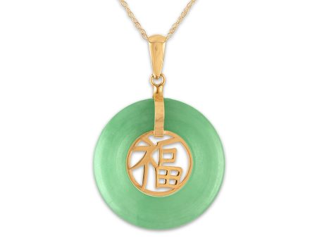 Round Jade 18-inch Fashion Pendant in 14KT Yellow Gold Online Sale