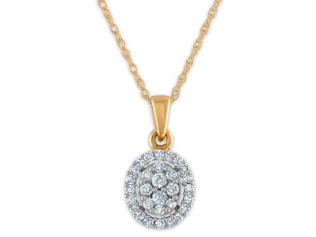 Red Hot Deal  1 4 CTW Diamond Halo Cluster Oval Shape 18-inch Pendant in 10KT Yellow Gold Cheap