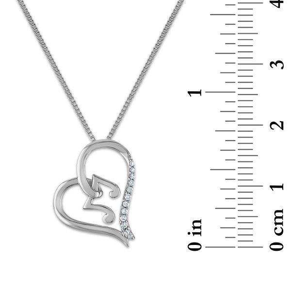 LoveSong Diamond Accent Heart 18-inch Pendant in Rhodium Plated Sterling Silver Discount