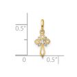 14KT Yellow Gold Cubic Zirconia Childrens Fancy Cross Pendant. Chain Not Included Cheap