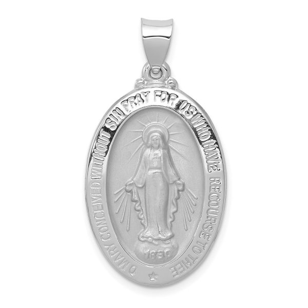 14KT White Gold 29X18MM 18MM Miraculous Medal Pendant-Chain Not Included on Sale