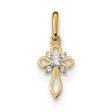 14KT Yellow Gold Cubic Zirconia Childrens Fancy Cross Pendant. Chain Not Included Cheap