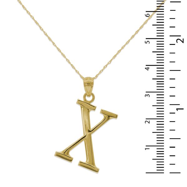 10KT Yellow Gold 18-inch 30MM Initial Pendant; Initial X Online