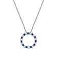 2MM Round Blue Sapphire and Opal 18-inch Circle Pendant in Rhodium Plated Sterling Silver Supply