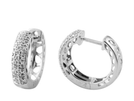 1 10 CTW Diamond Hoop Earrings in 10KT White Gold Online Hot Sale