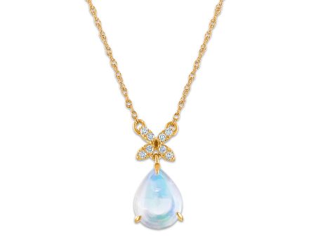 9X7MM Pear Opal and Diamond 18-inch Fashion Pendant in 10KT Yellow Gold Fashion