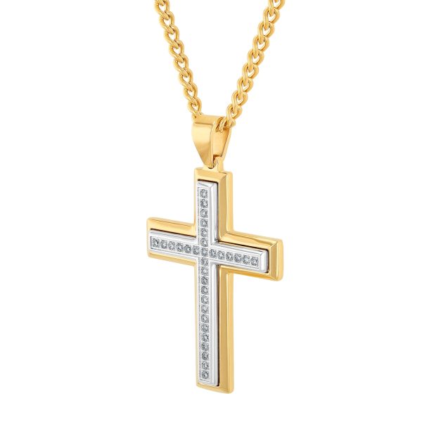 EcoLove 1 2 CTW Lab Grown Diamond Yellow Stainless Steel 24-inch Cross Pendant Online