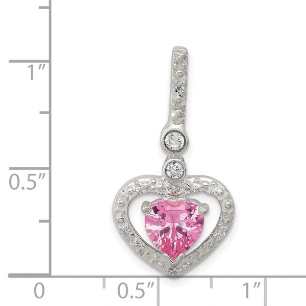 Sterling Silver Cubic Zirconia Heart Pendant. Chain Not Included Online now