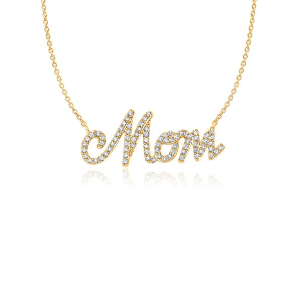 Crislu 18KT Yellow Gold Plated Sterling Silver Cubic Zirconia 18-inch Mom Pendant Sale