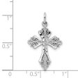 10KT White Gold 25X16MM Diamond-cut Cross Pendant. Chain Not Included Online Sale