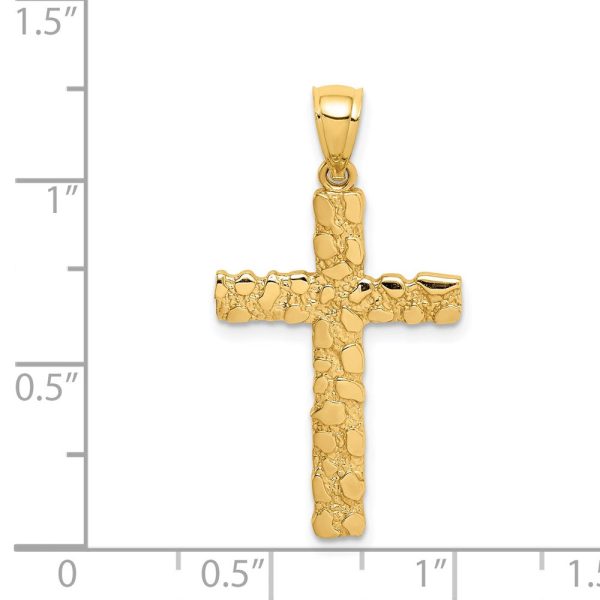 14KT Yellow Gold Nugget Cross Pendant-Chain Not Included on Sale