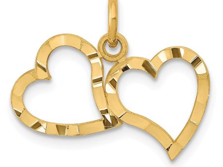 14KT Yellow Gold 18X19MM Double Heart Pendant-Chain Not Included Cheap