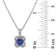 5MM Round Alexandrite and White Sapphire Birthstone Flower Halo Pendant in Sterling Silver Sale