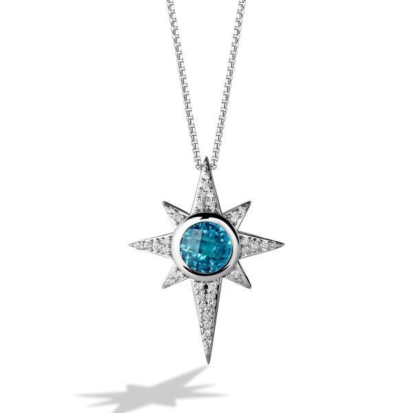 Star Wars™ KYBER CRYSTAL RADIANCE 18-inch Pendant with 1 3CTW Diamonds and Sky Blue Topaz in Sterling Silver Online