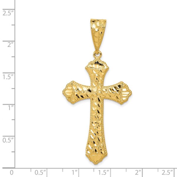 14KT Yellow Gold 57X27MM Diamond-cut Cross Pendant. Chain Not Included Fashion