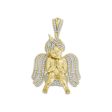 10KT Yellow Gold 3 8 CTW Diamond 44X27MM Praying Angel Cherub Charm. Chain not Included Hot on Sale