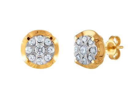 1 2 CTW Diamond Cluster Earrings in 10KT White and Yellow Gold Cheap