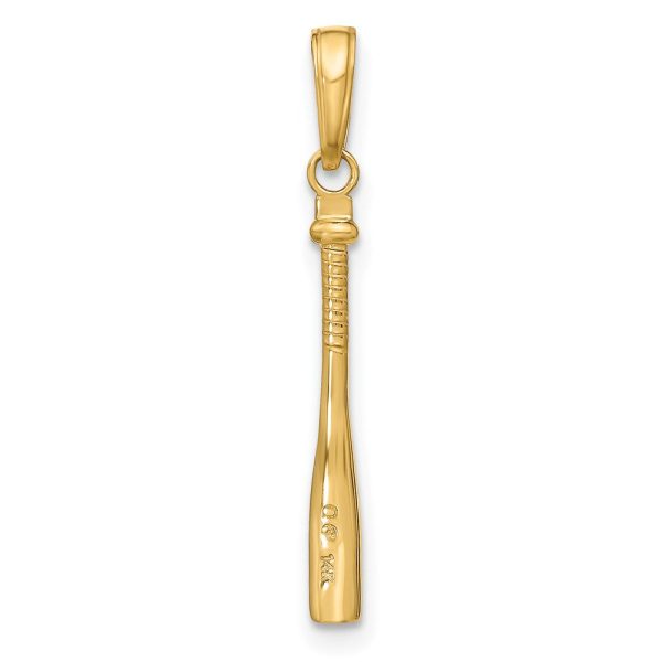 14KT Yellow Gold 25X2MM Three Dimensional Baseball Bat Pendant. Chain not Included Sale