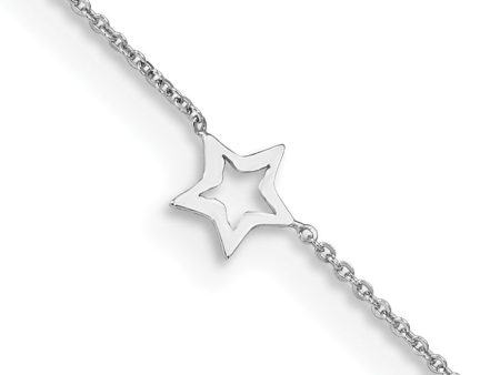 14KT White Gold 9+1-inch extender Adjustable Anklet on Sale