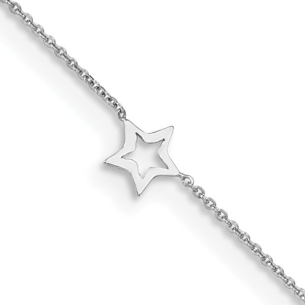 14KT White Gold 9+1-inch extender Adjustable Anklet on Sale