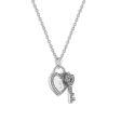 1 10 CTW Diamond 18-inch Heart Lock and Key Pendant in Sterling Silver For Sale