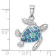 Sterling Silver Created Opal Inlay Turtle Pendant. Chain Not Included Supply