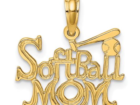 14KT Yellow Gold 12X16MM Softball Mom Charm For Sale