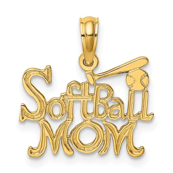 14KT Yellow Gold 12X16MM Softball Mom Charm For Sale