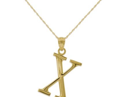 10KT Yellow Gold 18-inch 30MM Initial Pendant; Initial X Online