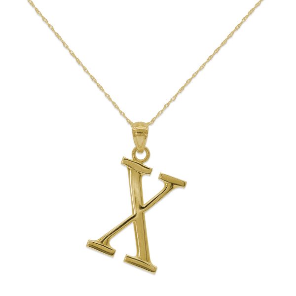 10KT Yellow Gold 18-inch 30MM Initial Pendant; Initial X Online