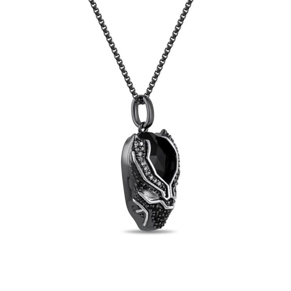 Marvel™ Fine Jewelry Onyx and Diamond Black Panther 18-inch Pendant in Sterling Silver Hot on Sale