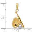 10KT Yellow Gold With Rhodium Plating 25X12MM Baseball Pendant For Sale