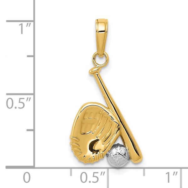 10KT Yellow Gold With Rhodium Plating 25X12MM Baseball Pendant For Sale