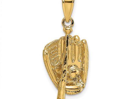 14KT Yellow Gold 16X11MM Three Dimensional Baseball Charm Cheap