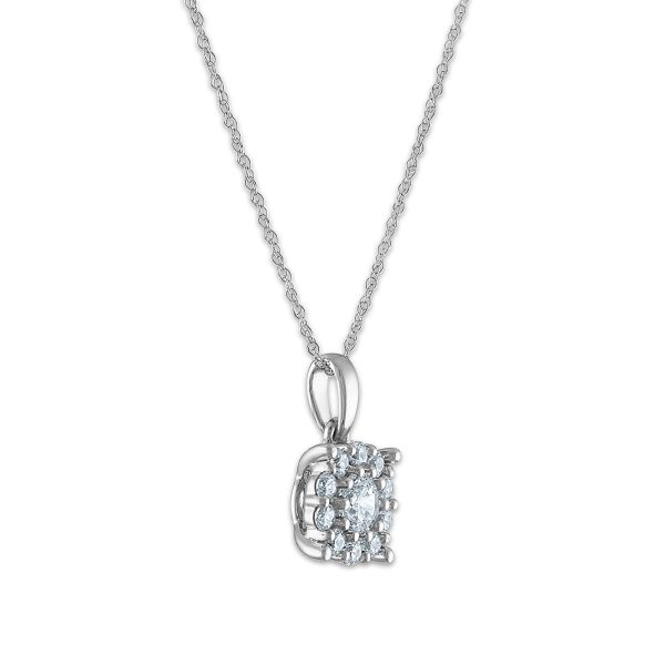 Red Hot Deal  1 2 CTW Round Lab Grown Diamond Cluster 18-inch Pendant in 10KT White Gold Sale