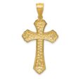 14KT Yellow Gold 41X21MM Diamond-cut Cross Pendant-Chain Not Included Online Sale