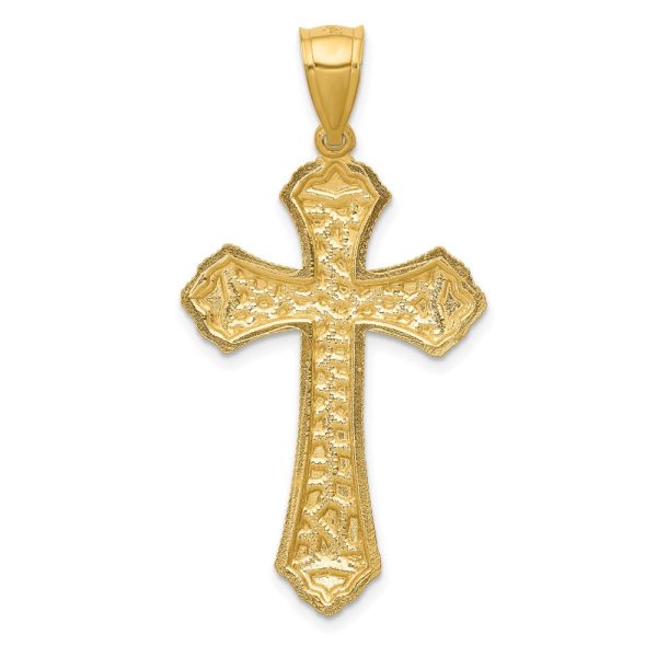 14KT Yellow Gold 41X21MM Diamond-cut Cross Pendant-Chain Not Included Online Sale