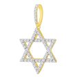 10KT Yellow Gold 3 4 CTW Diamond 33X19MM Star Of David Charm. Chain not Included Online now