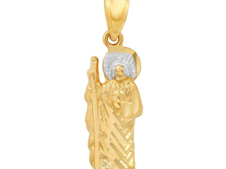 Roberto Martinez 14KT White and Yellow Gold 27X8MM Religious Saint Jude Pendant. Chain Not Included Supply