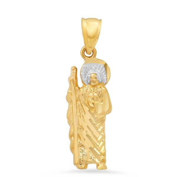 Roberto Martinez 14KT White and Yellow Gold 27X8MM Religious Saint Jude Pendant. Chain Not Included Supply