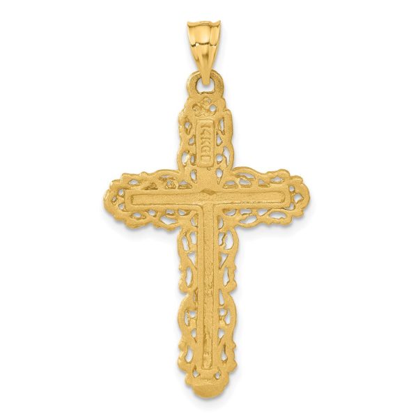 14KT Yellow Gold 42X23MM Crucifix Cross Pendant-Chain Not Included Cheap