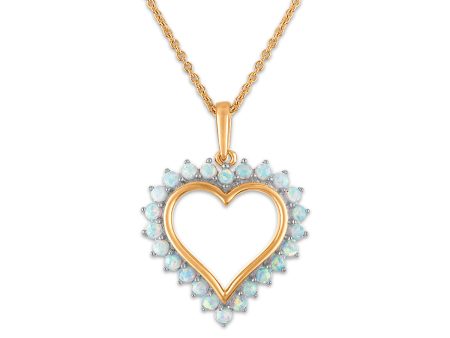 2MM Round Opal 18-inch Heart Pendant in Yellow Gold Plated Sterling Silver Supply