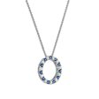 2MM Round Blue Sapphire and Opal 18-inch Circle Pendant in Rhodium Plated Sterling Silver Supply