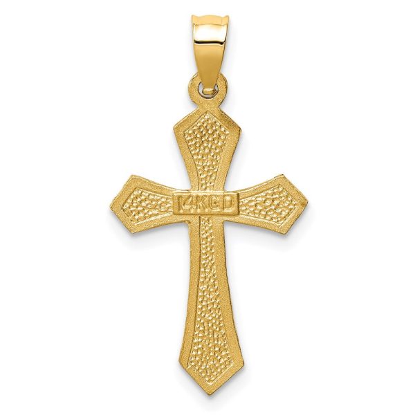 14KT Yellow Gold 30X15MM Diamond-cut Crucifix Cross Pendant. Chain Not Included Online Sale